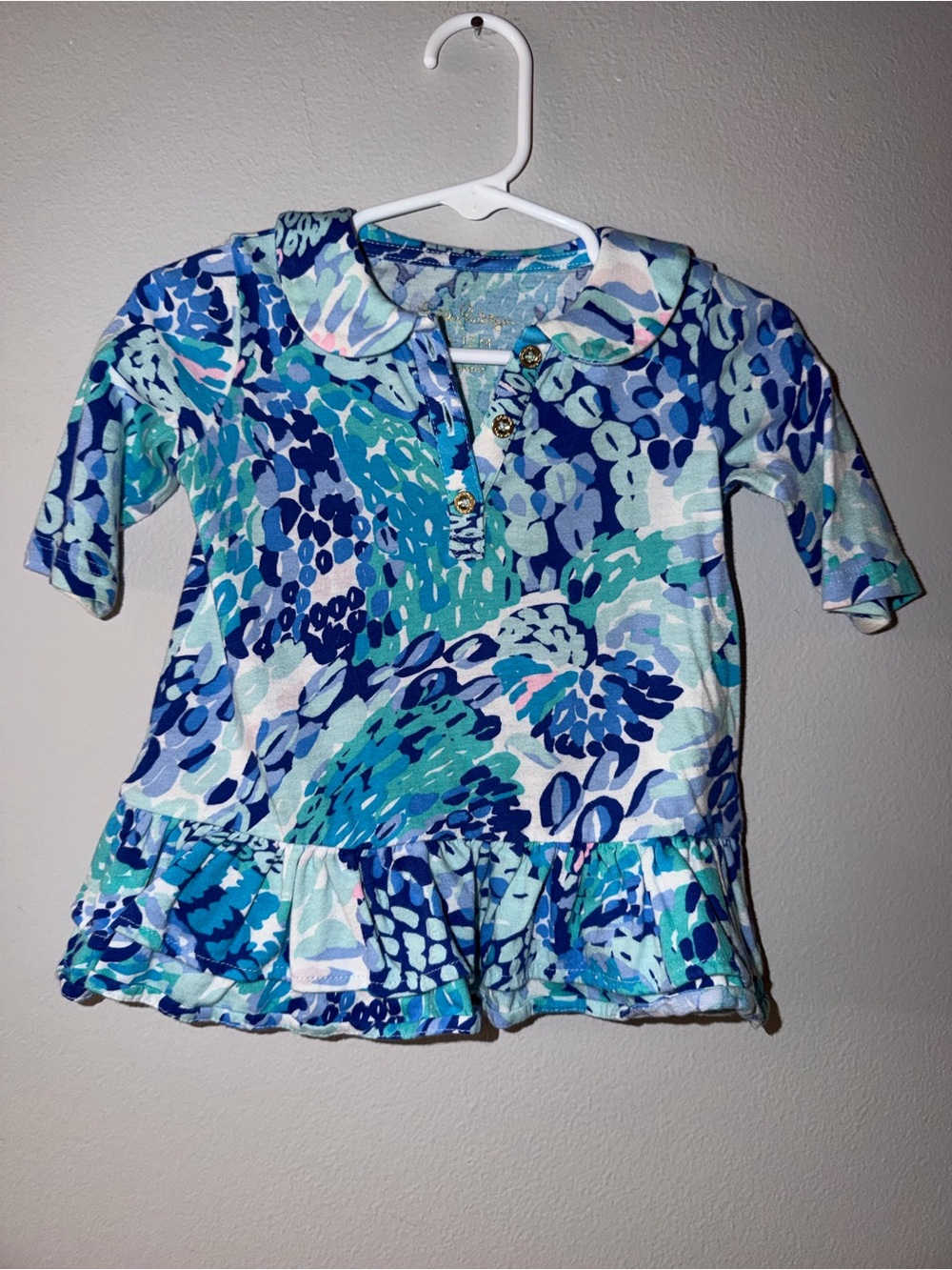 Lilly Pulitzer Dress Oasis Wave After Wave Baby 6-12 months Blue Amelia